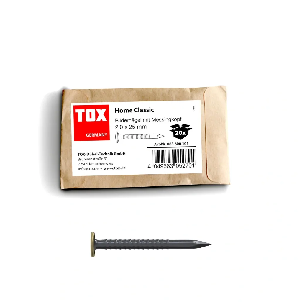 Bildernagel Home Classic mit Messingkopf 2,0 x 25 mm, 20 Stück
