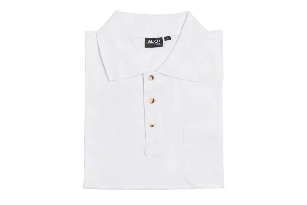 Poloshirt mit Knopfleiste und Brusttasche, Farbe weiß, Gr.XL