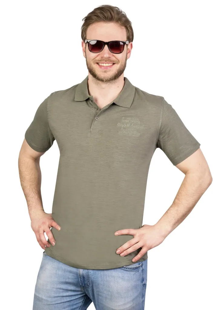Poloshirt mit Knopfleiste, Farbe khaki, Gr. XL