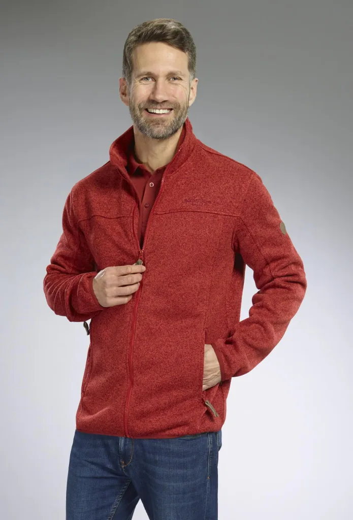 Strickjacke mit Reißverschluss, Farbe rot/melange, Gr.M