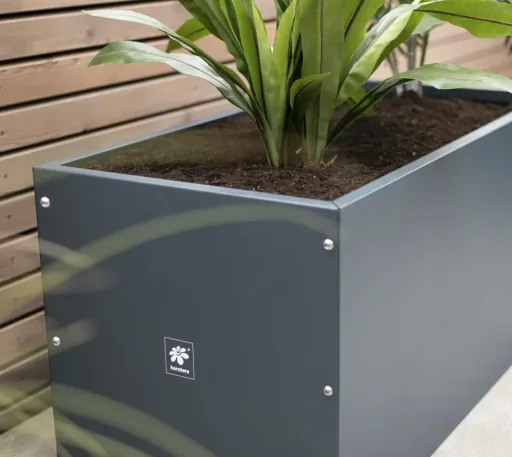 Herstera Garden Pflanzkübel Cube 100×50×50 cm Anthrazit – Stahl-Hochbeet für Garten & Terrasse