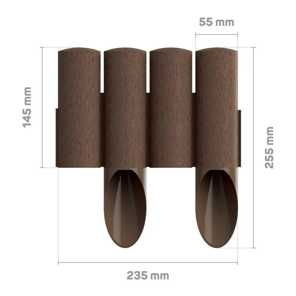 Gartenpalisade STANDARD Braun Höhe 25,5cm, Länge 2,3m