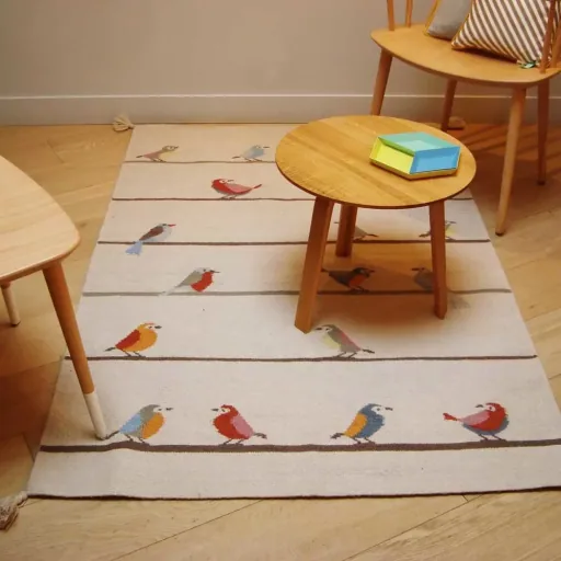Art for Kids Kinderteppich Vögel, Größe: 140 x 200 cm