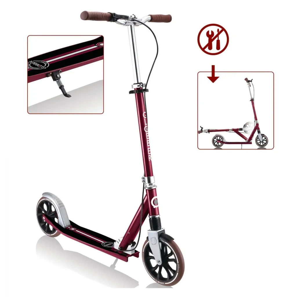 NL 205 Deluxe Tretroller, 205 mm, ABEC 7, Handbremse, höhenverstellbar, Frontfederung, Klappmechanismus, rot