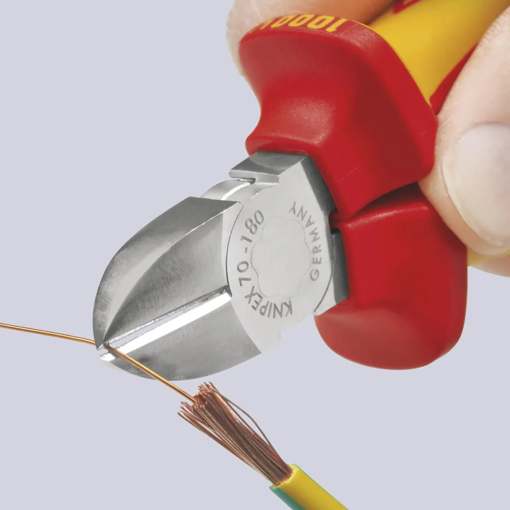 Seitenschneider isoliert mit Mehrkomponenten-Hüllen verchromt 180 mm Schneide mit Facette