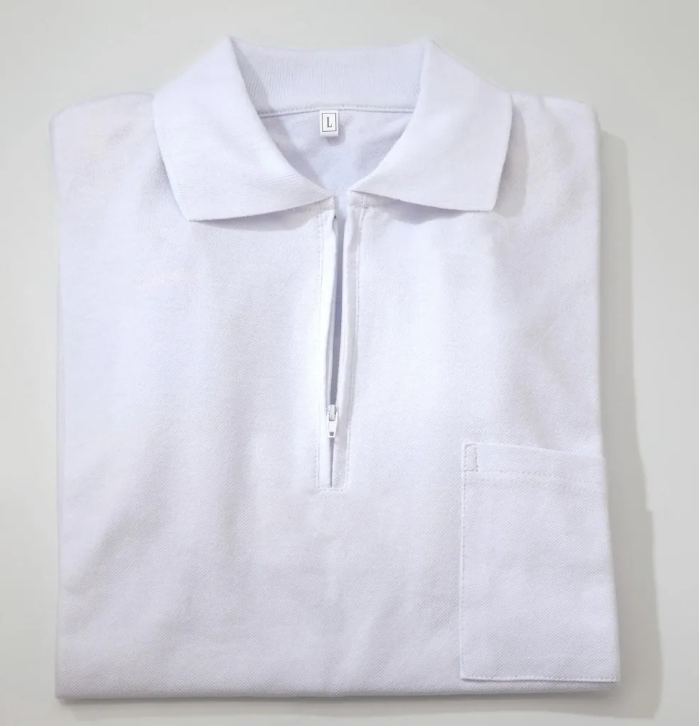 Poloshirt mit Reißverschluss, weiß. Gr. XXL