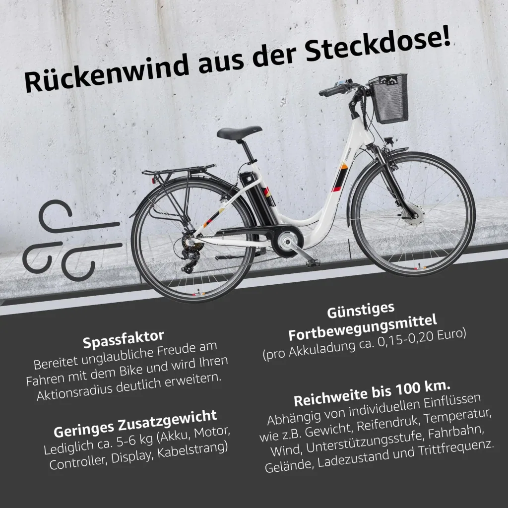 Unisex Alu-City E-Bike, 28 Zoll, 7-Gang Kettenschaltung, weiß, Multitalent RC822