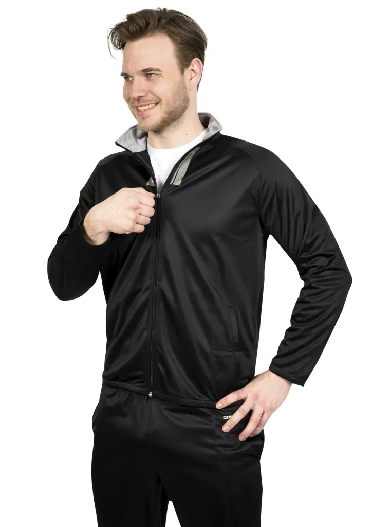 Trainingsanzug, 2-teilig, schwarz/grau, Gr. 2XL