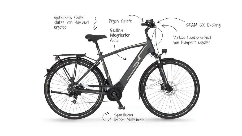 Herren E-Bike Trekking, 28 Zoll, Rahmengröße 50 cm,10-Gang Kettenschaltung, schiefergrau matt, VIATOR 5.0i