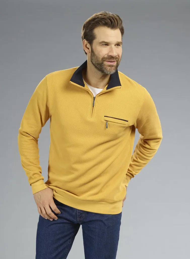 Sweatshirt mit Reißverschluß, Farbe gelb, Gr.M