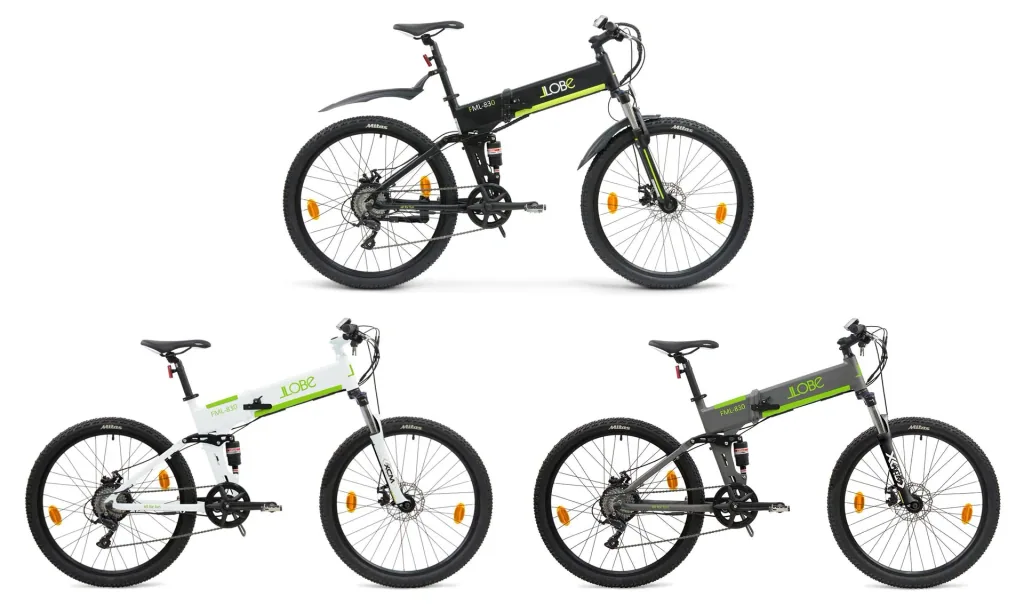 Unisex E-Mountain-Bike, 27,5 Zoll, Rahmenhöhe 48 cm, 9‐Gang Kettenschaltung, schwarz, faltbar - FML830, 10,4 Ah