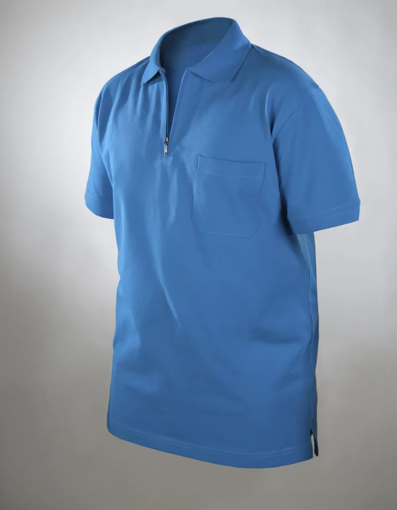 Poloshirt mit Reißverschluss, azur blau, Gr. M