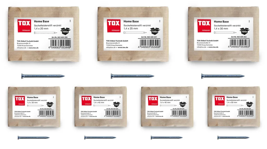 Sockelleistenstifte Home Base 1,4 x 25 mm verzinkt, 100 Stück