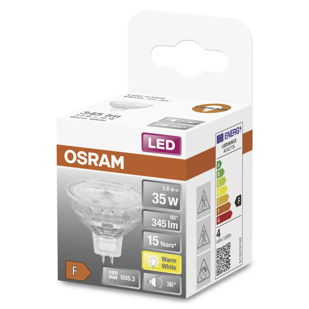 LED Star Reflektorlampe MR16 36°, 3,8 Watt, GU5.3, warmweiß