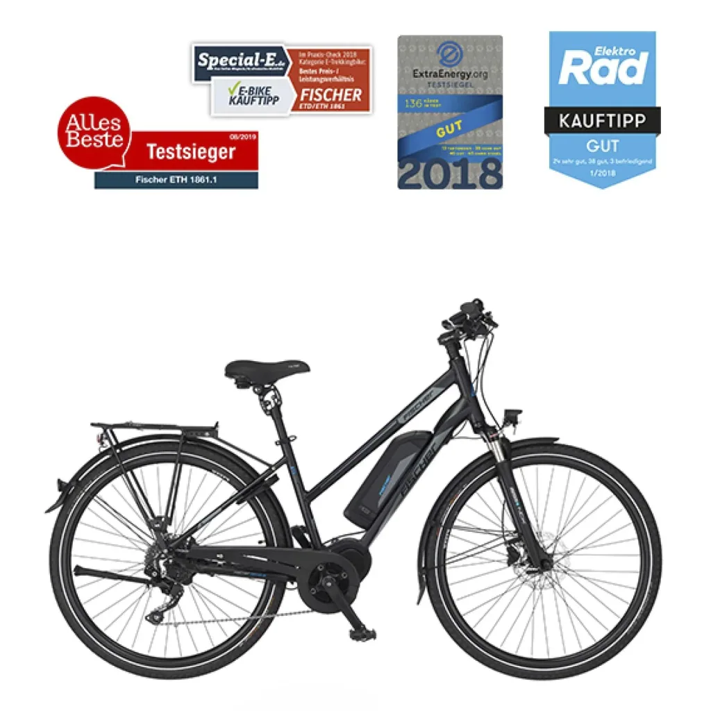 Damen E-Bike Trekking, 28 Zoll, Rahmengröße 49 cm, 10-Gang Kettenschaltung, schwarz matt, VIATOR ETD 1861