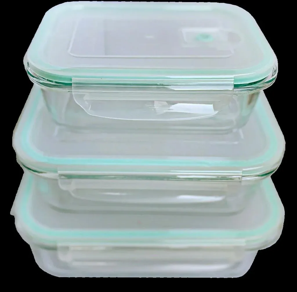 Glas-Frischhaltedosen-Set mit Click-Deckel, 6-teilig, 640/ 1050/ 1520 ml, Transparent/ Mintgrün