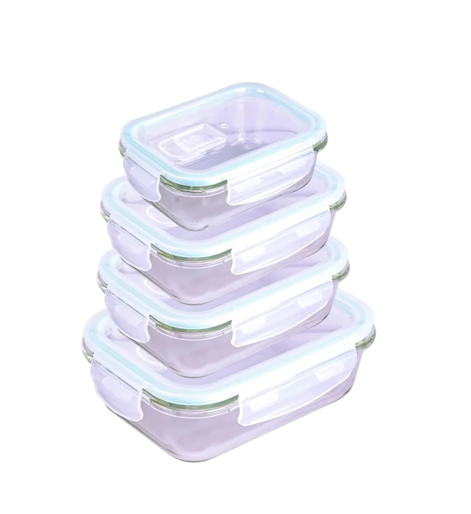 Glas-Frischhaltedosen-Set mit Click-Deckel, 6-teilig, 640/ 1050/ 1520 ml, Transparent/ Mintgrün