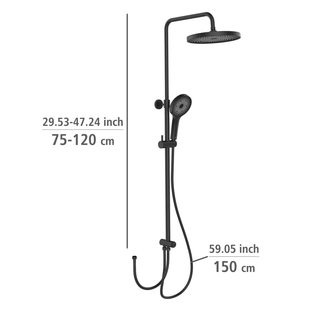 Duschsystem Softwater Schwarz - einfacher Anschluss an bestehende Armatur oder Wandanschlussbogen