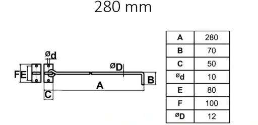 Beschlag-Set Sturmhaken 280 mm
