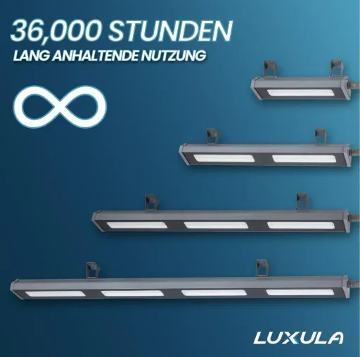 LED-HighBay in linearer Form bietet 100 W, 12400 lm, 5000 K (neutralweiß) und IP65 Schutz