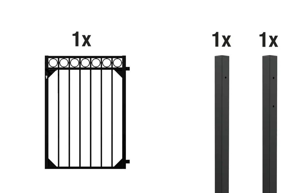 Einzeltorset Circle, zum Einbetonieren, matt-schwarz, Höhe 120 cm, Breite 1 m