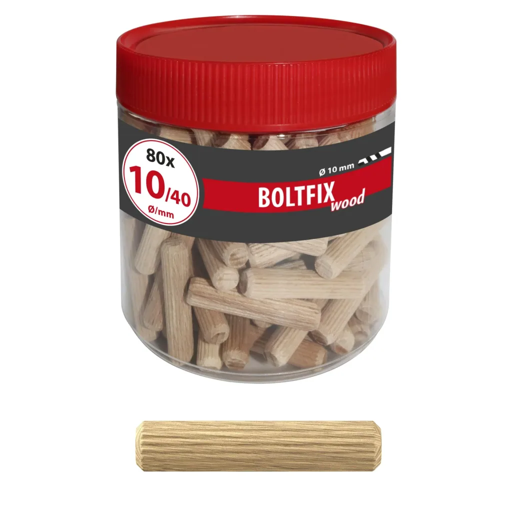 Holzdübel Boltfix wood 10x40 mm, Riffeldübel aus massiver Buche
