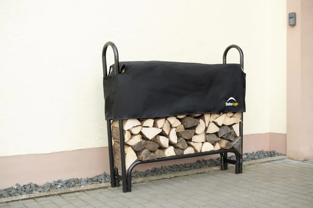 Kaminholz Kaminholzregal 126x25x118 cm Schwarz