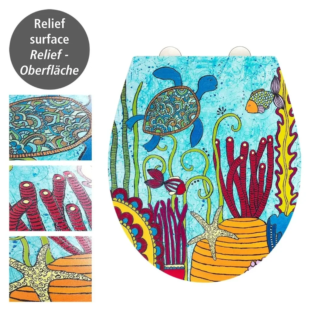 WC-Sitz Under Water, Rollin'Art Toilettensitz mit Relief Oberfläche und Absenkautomatik