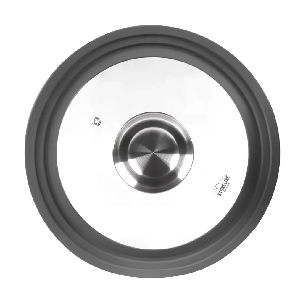 Universal-Glasdeckel mit Silikonrand und Aromaknopf für 24/26/28 cm - Für die Aroma-Küche!