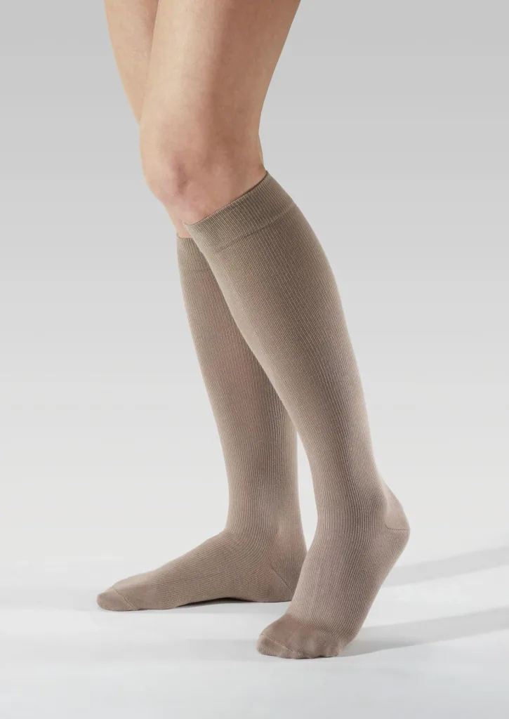 Stützstrümpfe, Baumwolle, 2 Paar, Größe L (41-43), Beige