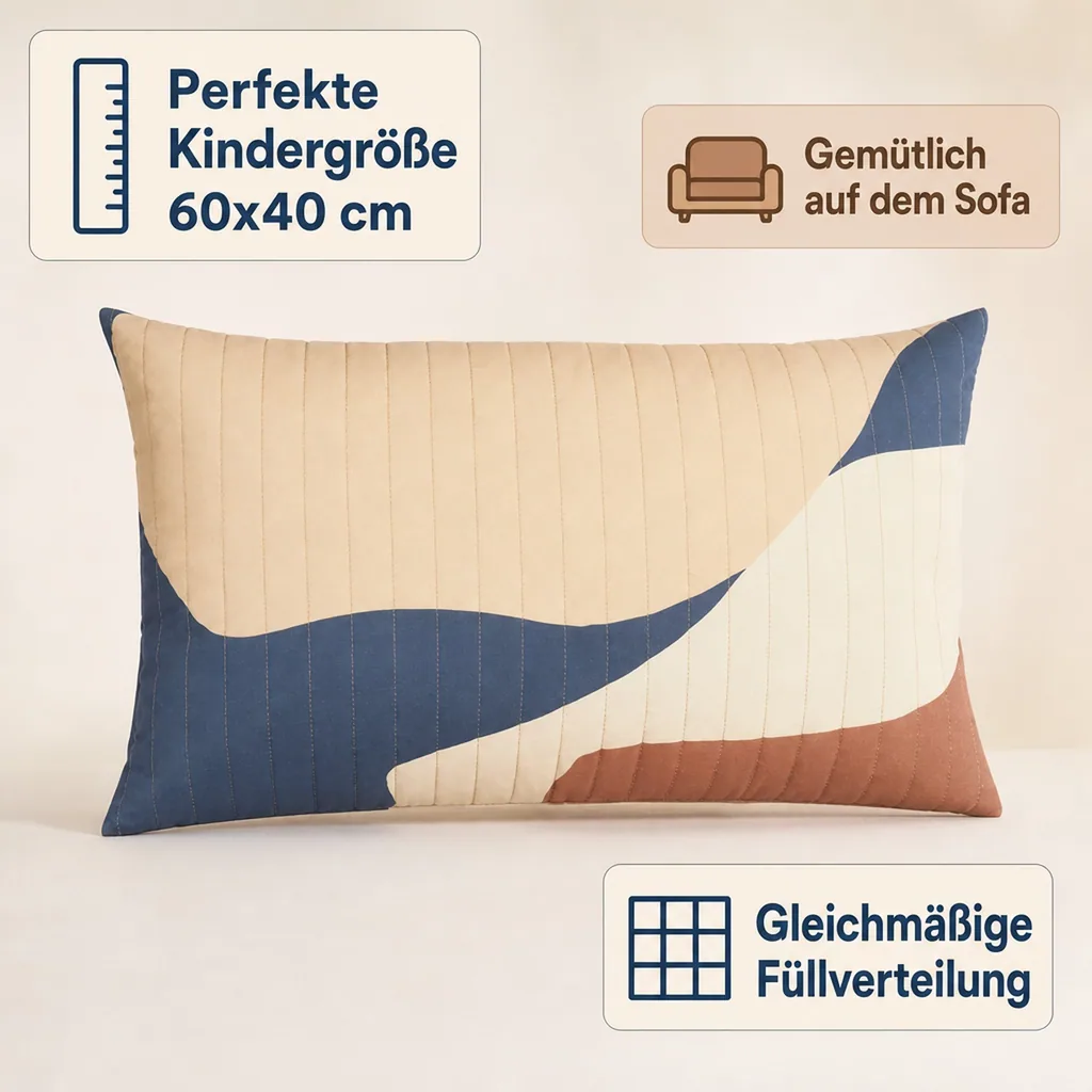Nobodinoz LANDSCAPE Kinderkopfkissen, Steppkissen - 60 x 40 cm, Groß, Farbe: Blauer Canyon