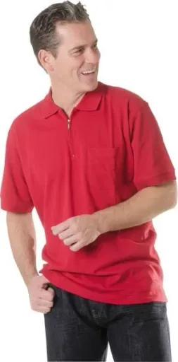 Herren Poloshirt mit Reißverschluss, Farbe silber, Gr. M