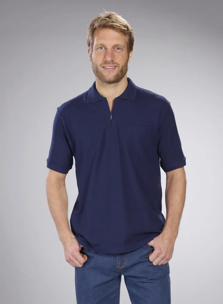 Poloshirt mit Reißverschluss, marine, Gr. M
