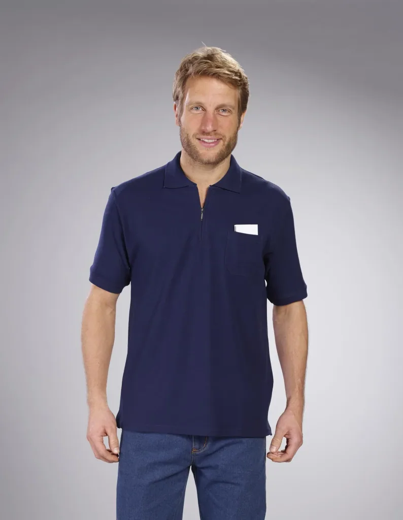 Poloshirt mit Reißverschluss, marine, Gr. M