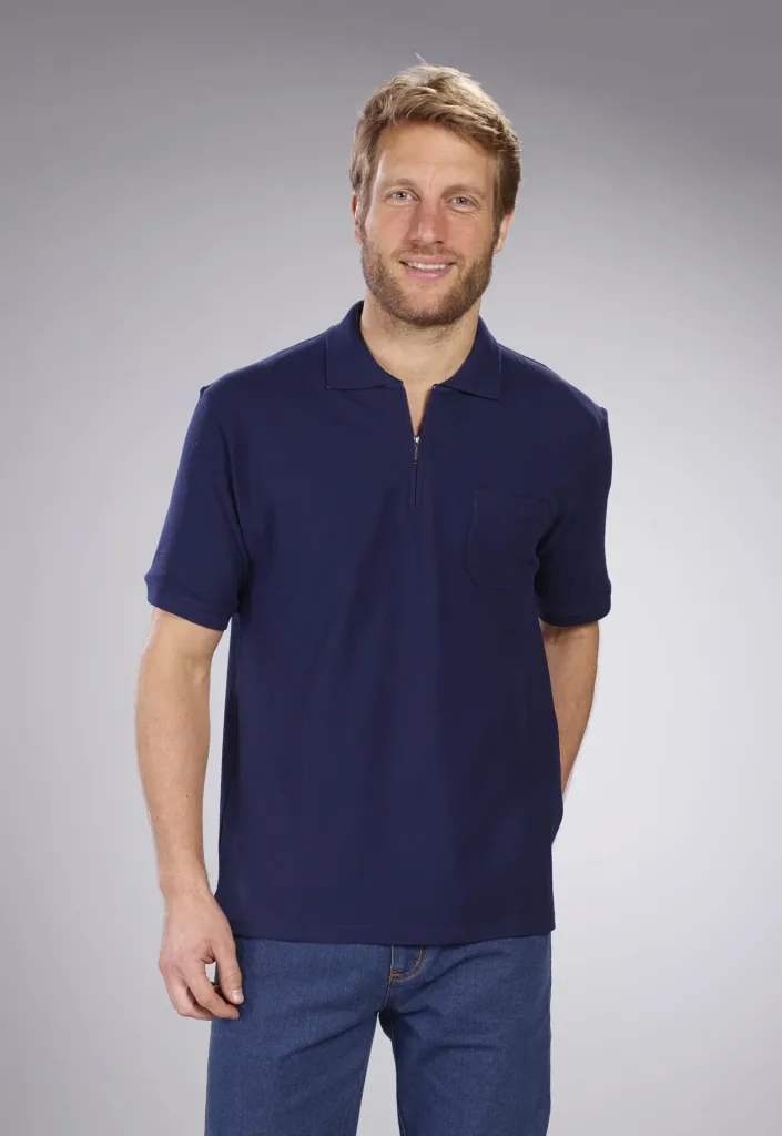 Poloshirt mit Reißverschluss, marine, Gr. M