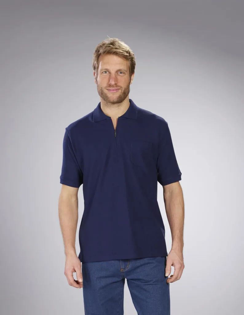 Poloshirt mit Reißverschluss, marine, Gr. M