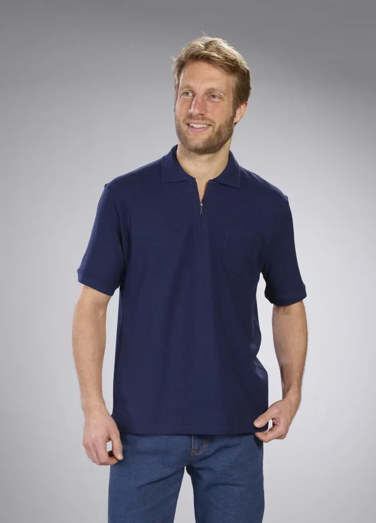 Poloshirt mit Reißverschluss, marine, Gr. M