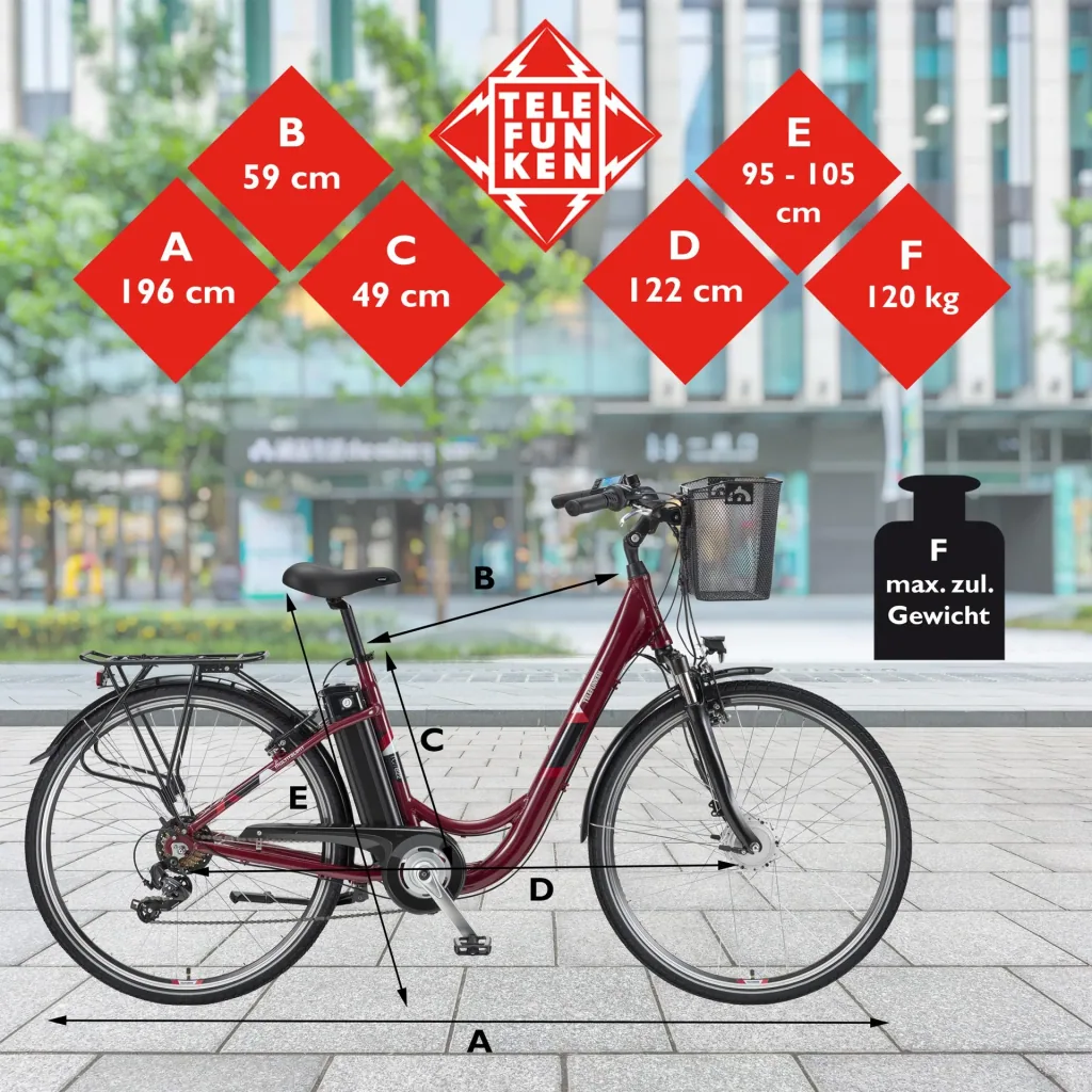 Unisex Alu-City E-Bike, 28 Zoll, 7-Gang Kettenschaltung, weinrot, Multitalent RC822