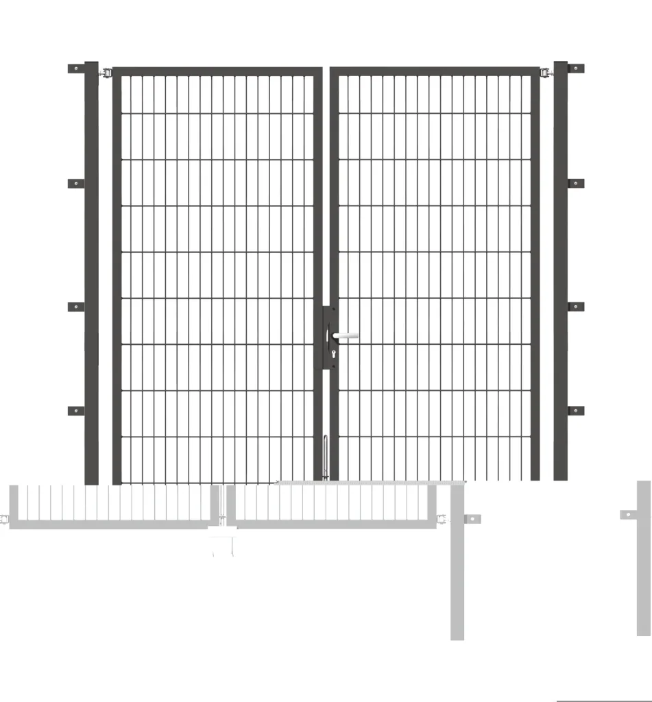 Doppeltor Flexo mit Zubehör, anthrazit, Breite 200 cm, Höhe 200 cm, PF: 60x60 cm