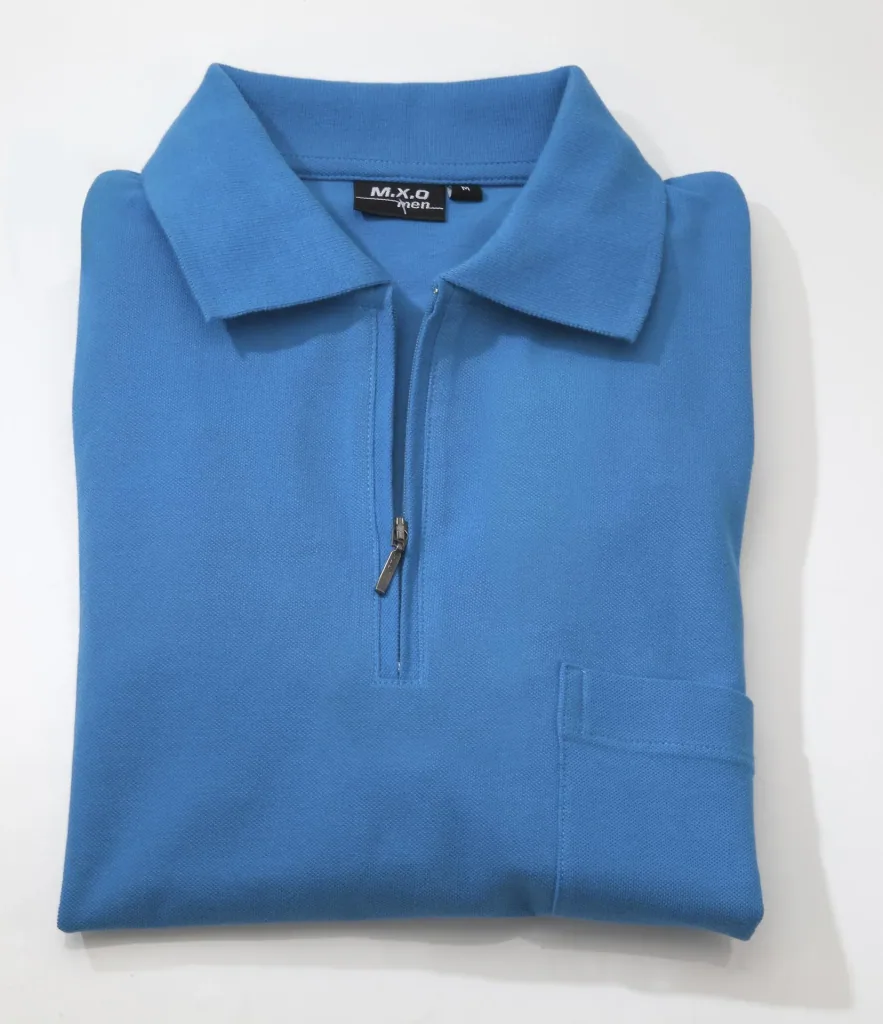 Poloshirt mit Reißverschluss, azur blau, Gr.XXL