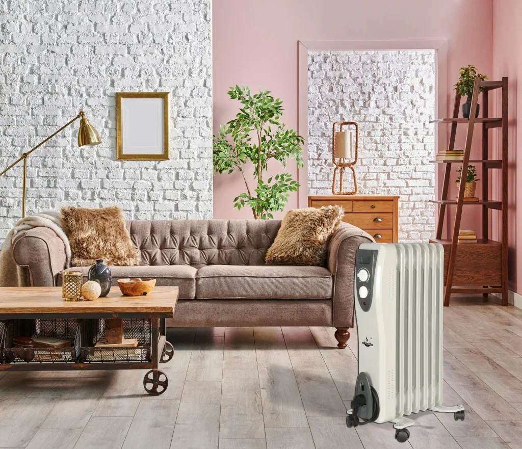 Mobiler Ölradiator, weiß, 7 Rippen