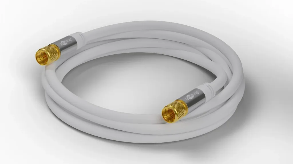SAT Antennenkabel 135 dB, 4x geschirmt, 1 m, Weiß - vergoldet, F-Stecker > F-Stecker (70598)