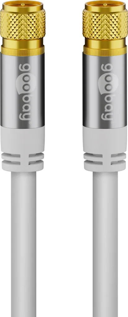SAT Antennenkabel 135 dB, 4x geschirmt, 1 m, Weiß - vergoldet, F-Stecker > F-Stecker (70598)