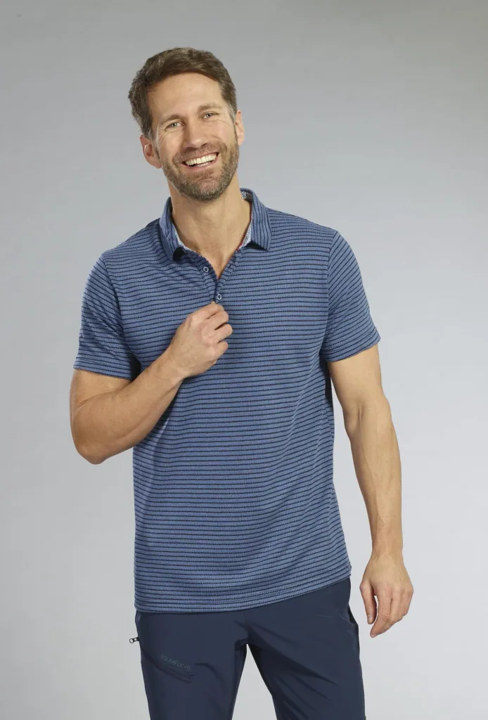 Poloshirt mit Struktur, Farbe blau-gestreift, Gr.M