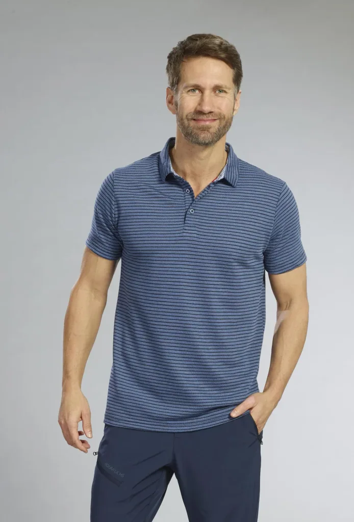 Poloshirt mit Struktur, Farbe blau-gestreift, Gr.M