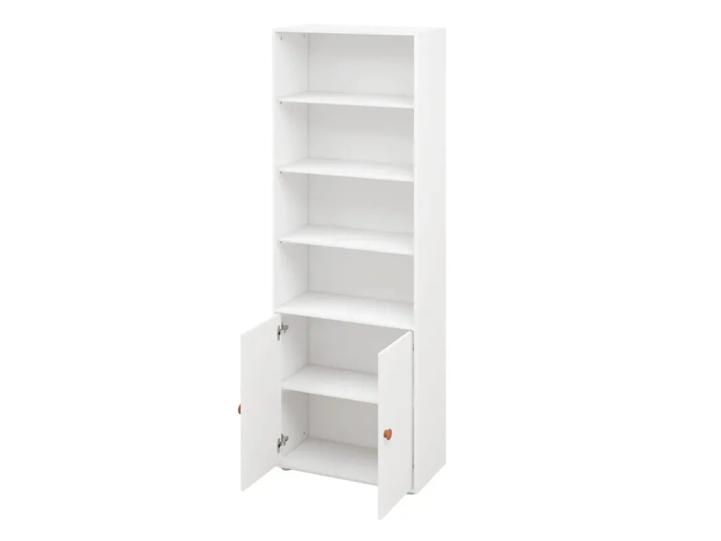 Flexa Bücherregal - Roomie, mit 2 Türen, 72x202,5 cm, Farbe: Weiß/Rouge