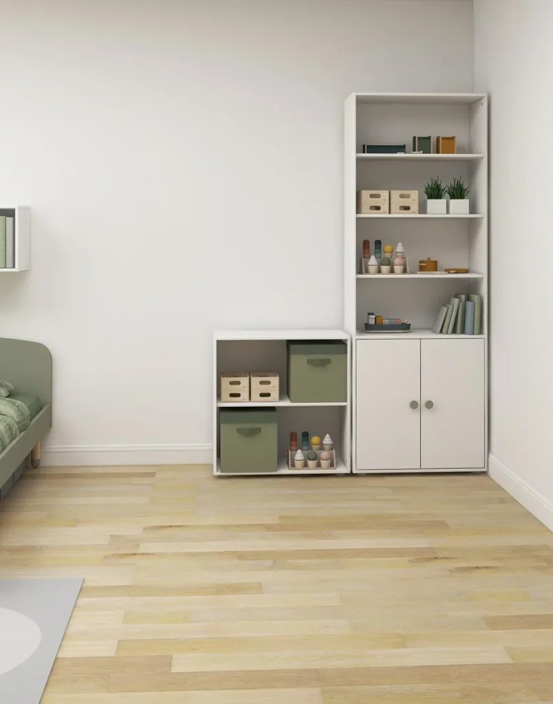 Flexa Bücherregal - Roomie, mit 2 Türen, 72x202,5 cm, Farbe: Weiß/Naturgrün