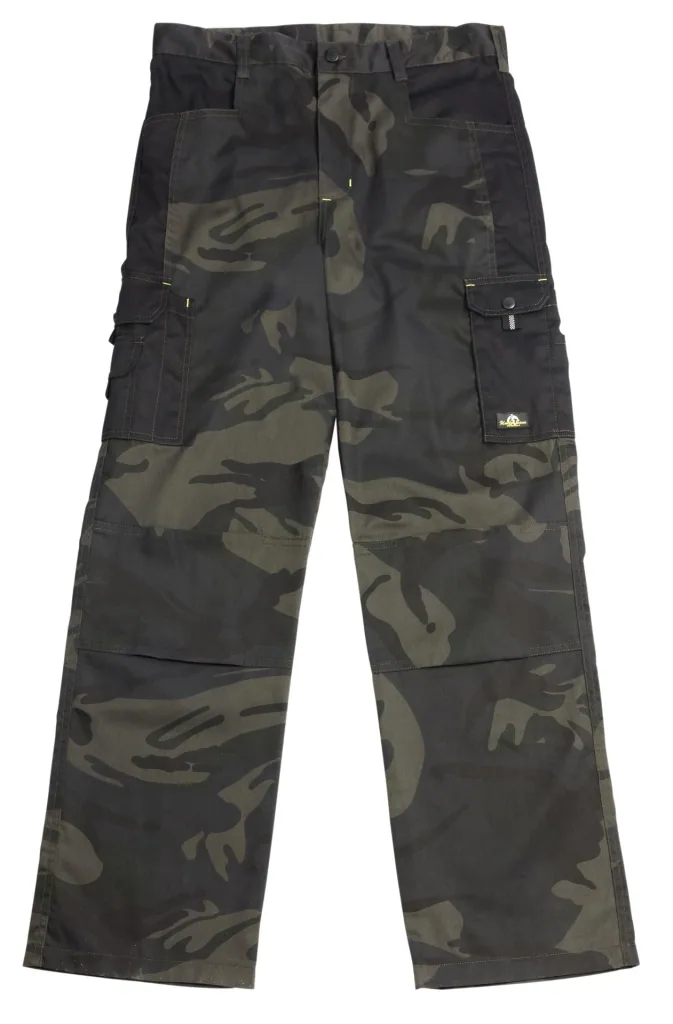 Bundhose mit Cargotasche und Hammerschlaufe, Farbe oliv camouflage, Gr.58