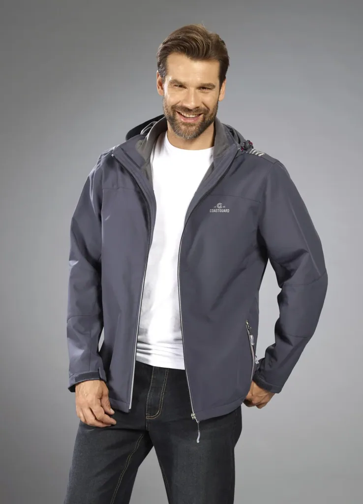 Softshelljacke 2 in 1, mit rausnehmbarer Innenjacke, Frabe grau/bordeaux, Gr.M