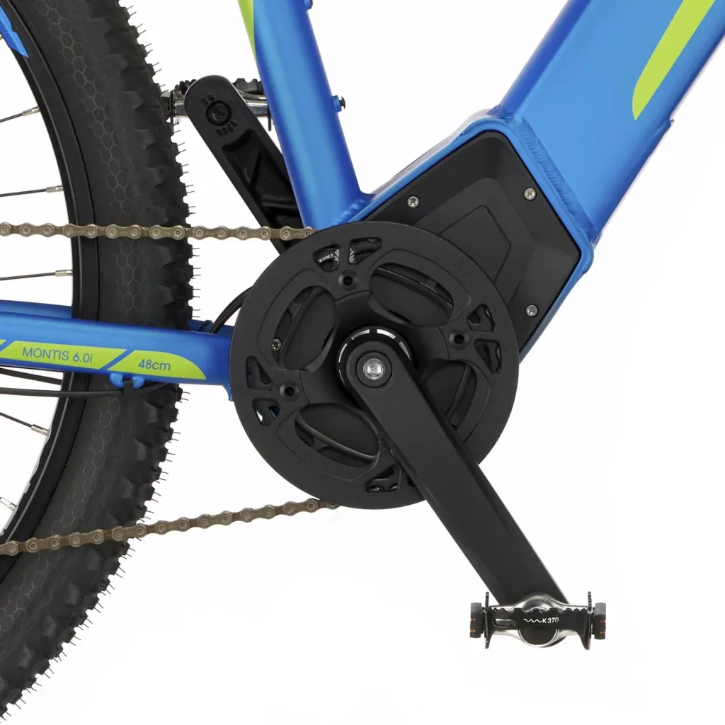 Unisex E-Bike MTB, 29 Zoll, Rahmengröße, 46 cm, 12-Gang Kettenschaltung, blau matt, MONTIS 6.0i